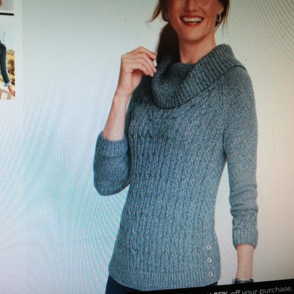 Cable cowlnenk sweater-Marble - Picture 4 of 4